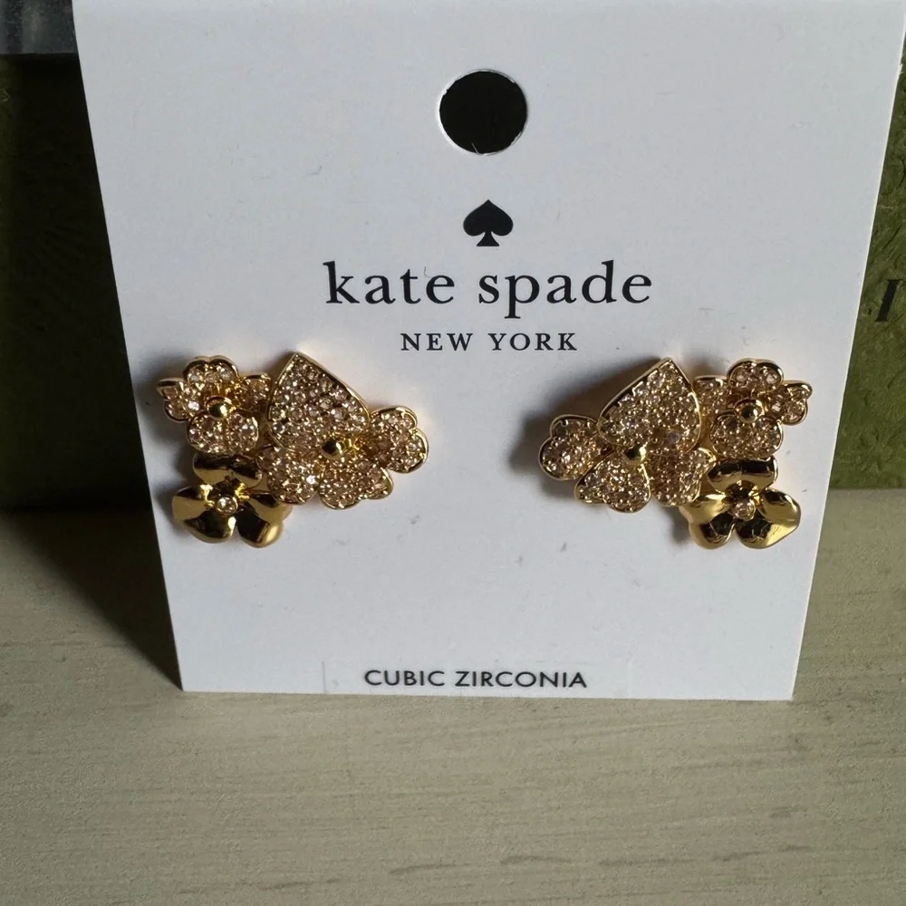 Kate Spade pansy pave earrings - Picture 2 of 3